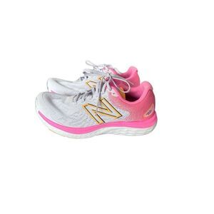 New Balance Womens White Pink Fresh Foam 680v7 Running Sneaker Shoes Size 9